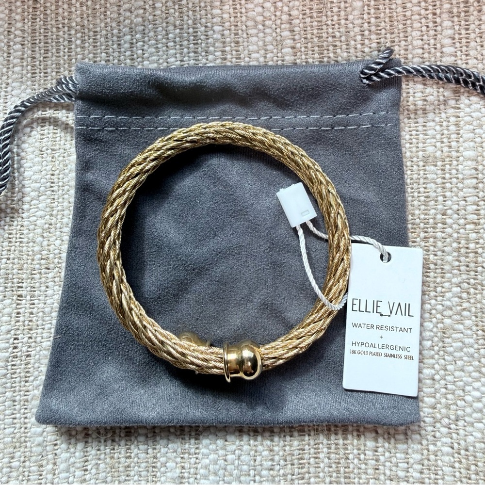 ELLIE VAIL 18k Plated Steel Gold Hypoallergenic Waterproof Cuff Bangle Bracelet